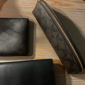 Set of 3 Coach accessories in the black and brown signature logo. EUC
